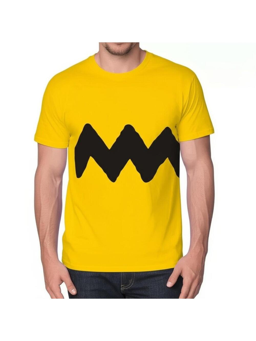 Peanuts T-Shirt Charlie Brown Zigzag M Yellow Black Cartoon